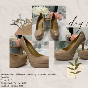 Nude Patent Leather Chinese Laundry Pumps Women's Size 7.5